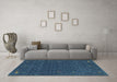 Machine Washable Abstract Turquoise Contemporary Area Rugs in a Living Room,, wshcon1073turq