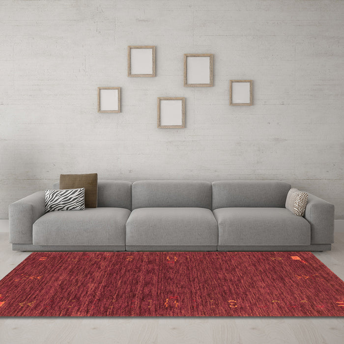 Machine Washable Abstract Orange Contemporary Area Rugs in a Living Room, wshcon1073org
