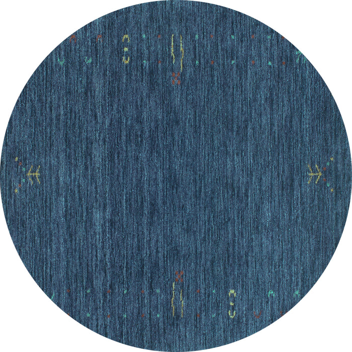 Round Abstract Turquoise Contemporary Rug, con1073turq