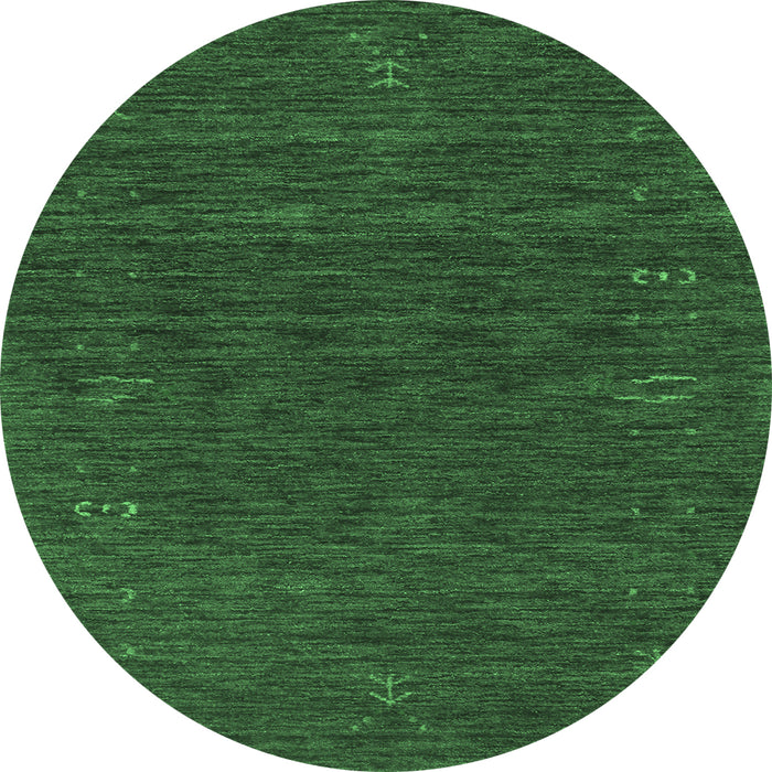 Round Machine Washable Abstract Emerald Green Contemporary Area Rugs, wshcon1073emgrn