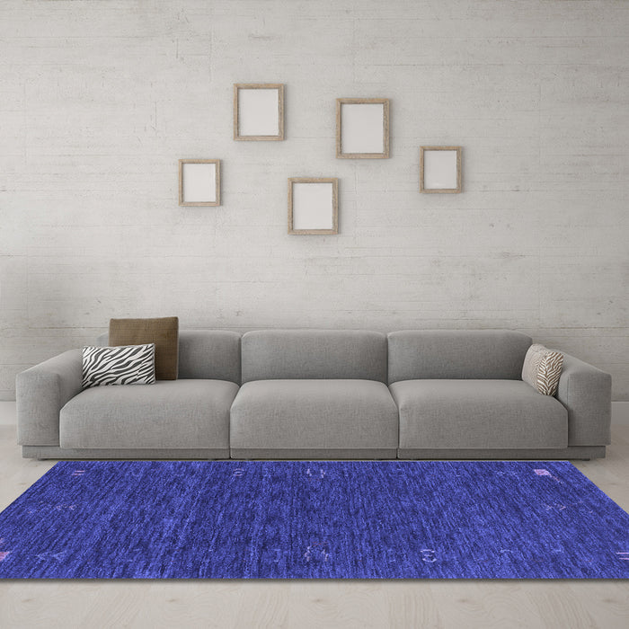 Machine Washable Abstract Blue Contemporary Rug in a Living Room, wshcon1073blu