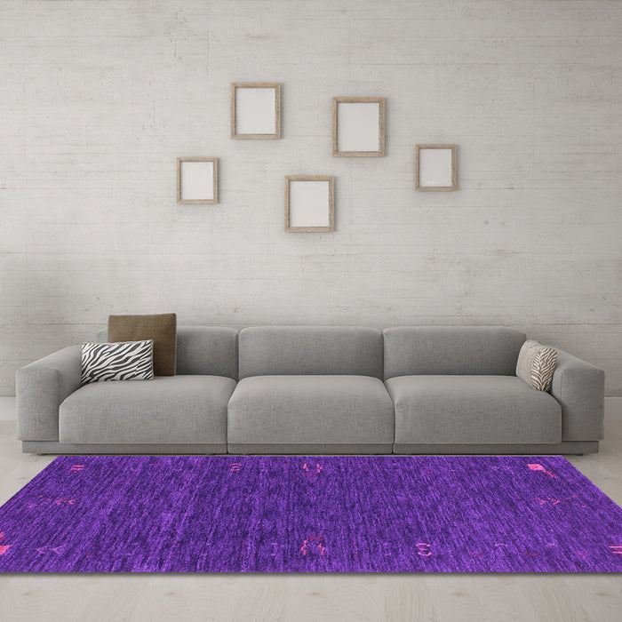 Machine Washable Abstract Purple Contemporary Area Rugs in a Living Room, wshcon1073pur