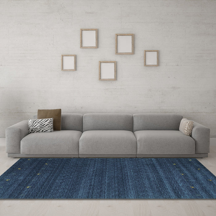 Machine Washable Abstract Turquoise Contemporary Area Rugs in a Living Room,, wshcon1074turq