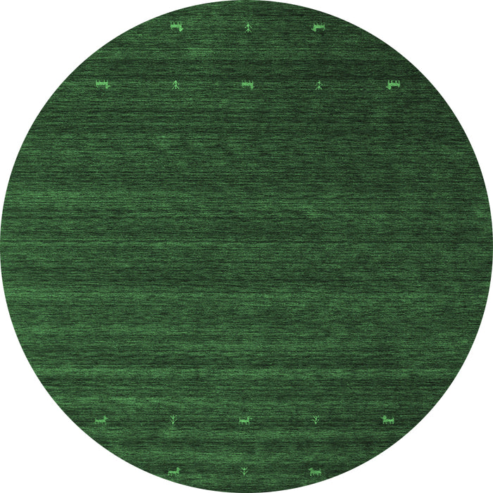 Round Machine Washable Abstract Emerald Green Contemporary Area Rugs, wshcon1074emgrn