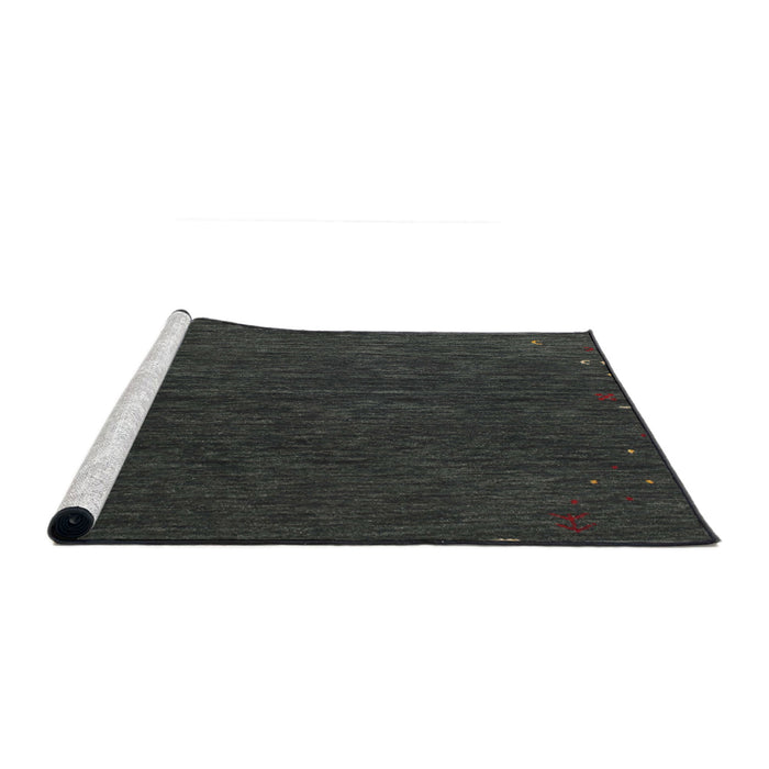 Serging Thickness of Machine Washable Contemporary Charcoal Black Rug, wshcon1075