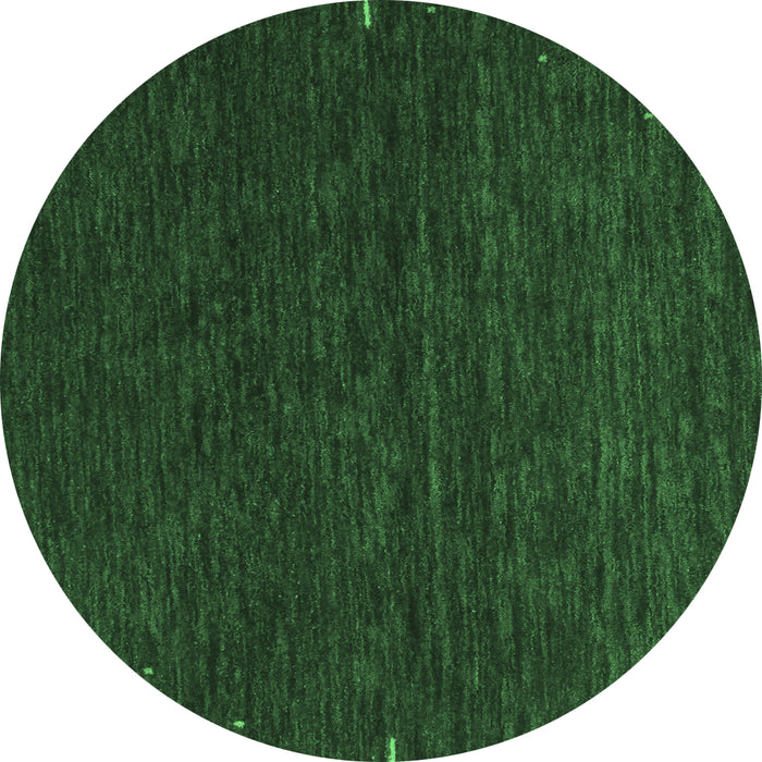 Round Machine Washable Abstract Emerald Green Contemporary Area Rugs, wshcon1075emgrn
