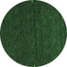Round Machine Washable Abstract Emerald Green Contemporary Area Rugs, wshcon1075emgrn