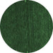 Round Abstract Emerald Green Contemporary Rug, con1075emgrn