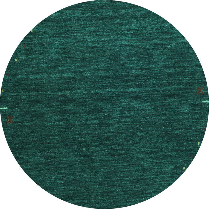 Round Abstract Turquoise Contemporary Rug, con1075turq
