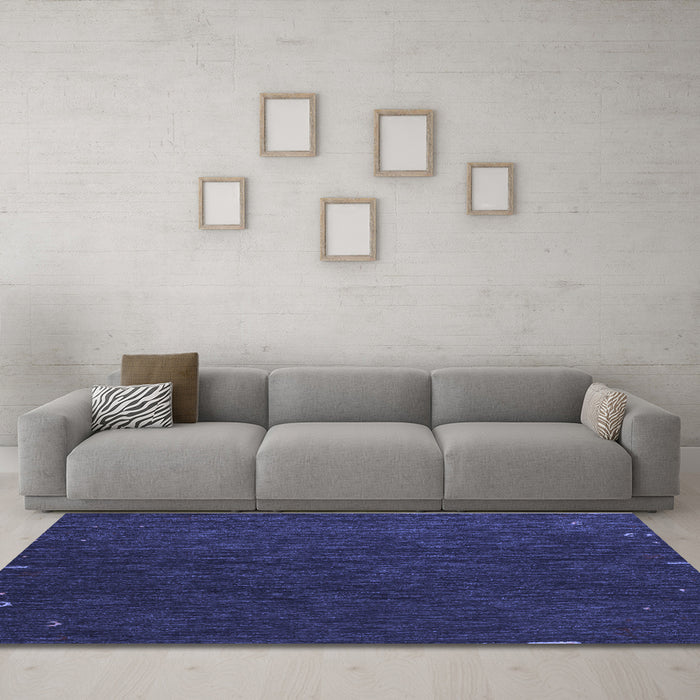 Machine Washable Abstract Blue Contemporary Rug in a Living Room, wshcon1075blu