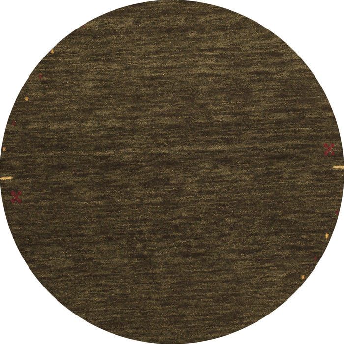 Round Abstract Brown Contemporary Rug, con1075brn