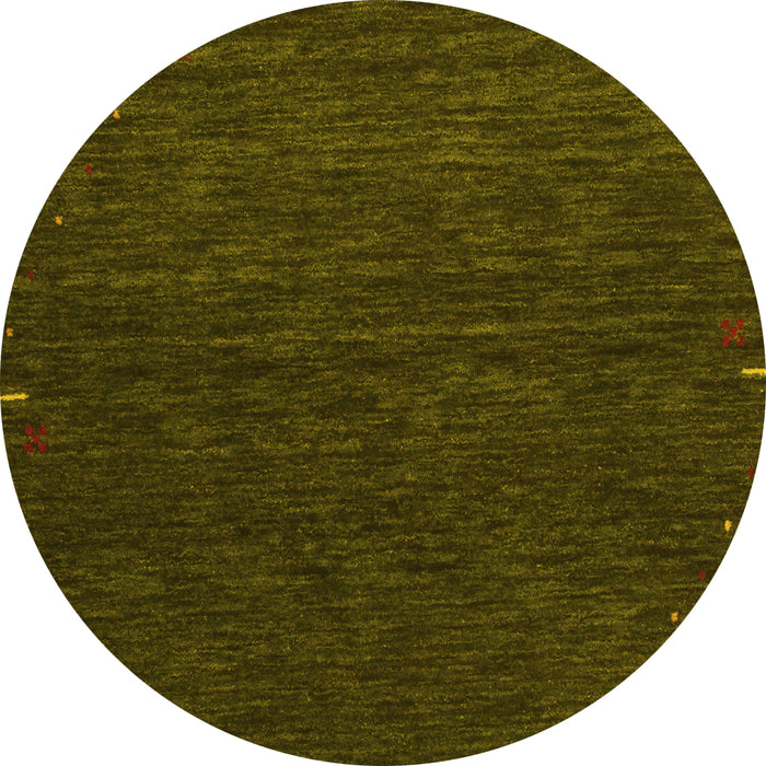 Round Abstract Yellow Contemporary Rug, con1075yw