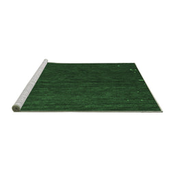 Sideview of Machine Washable Abstract Emerald Green Contemporary Area Rugs, wshcon1075emgrn
