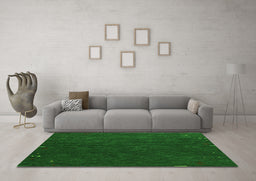 Machine Washable Abstract Green Contemporary Area Rugs in a Living Room,, wshcon1075grn