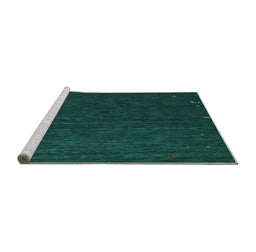 Sideview of Machine Washable Abstract Turquoise Contemporary Area Rugs, wshcon1075turq