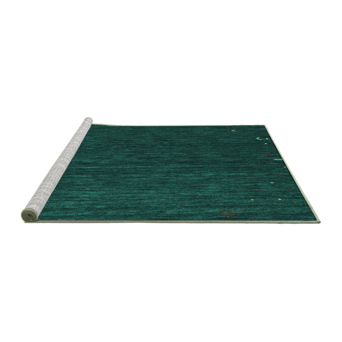 Sideview of Machine Washable Abstract Turquoise Contemporary Area Rugs, wshcon1075turq