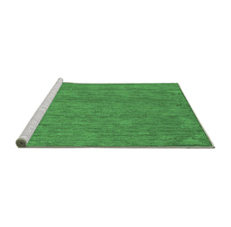Sideview of Machine Washable Abstract Emerald Green Contemporary Area Rugs, wshcon1076emgrn