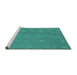 Sideview of Machine Washable Abstract Turquoise Contemporary Area Rugs, wshcon1076turq