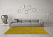 Machine Washable Abstract Yellow Contemporary Rug in a Living Room, wshcon1076yw