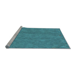 Sideview of Machine Washable Abstract Light Blue Contemporary Rug, wshcon1076lblu