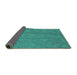 Sideview of Abstract Turquoise Contemporary Rug, con1076turq