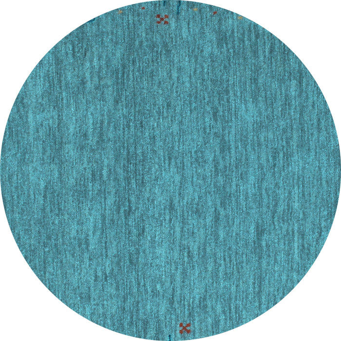 Round Abstract Light Blue Contemporary Rug, con1076lblu