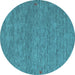 Round Abstract Light Blue Contemporary Rug, con1076lblu