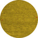 Round Abstract Yellow Contemporary Rug, con1076yw