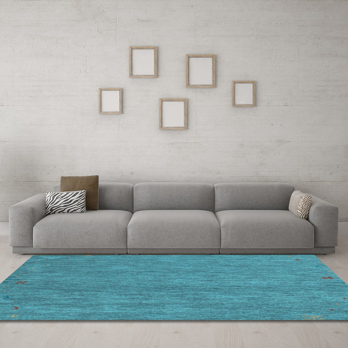 Machine Washable Abstract Light Blue Contemporary Rug in a Living Room, wshcon1076lblu