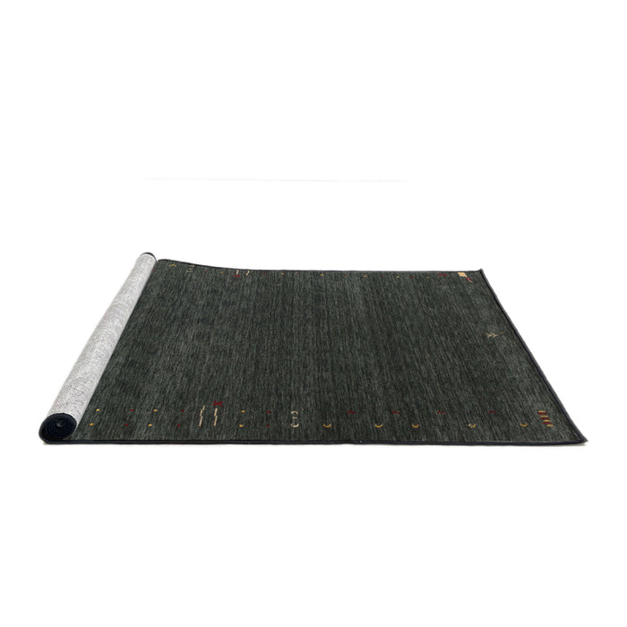 Serging Thickness of Machine Washable Contemporary Gunmetal Green Rug, wshcon1077