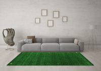 Machine Washable Abstract Green Contemporary Rug, wshcon1077grn