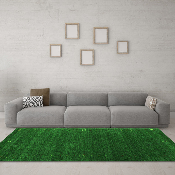 Machine Washable Abstract Green Contemporary Area Rugs in a Living Room,, wshcon1077grn