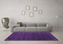 Machine Washable Abstract Purple Contemporary Area Rugs in a Living Room, wshcon1077pur