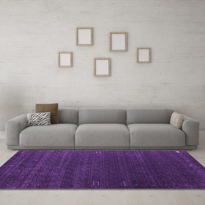 Machine Washable Abstract Purple Contemporary Area Rugs in a Living Room, wshcon1077pur