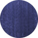 Round Abstract Blue Contemporary Rug, con1077blu