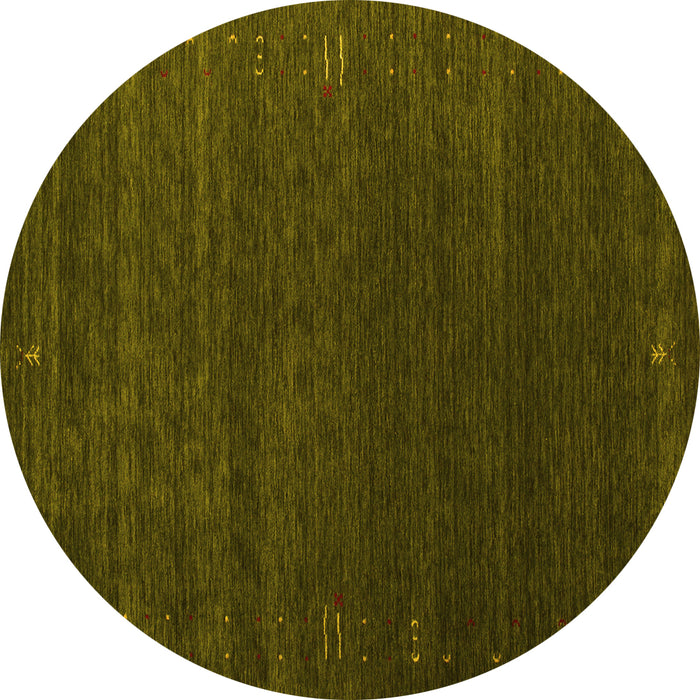 Round Abstract Yellow Contemporary Rug, con1077yw