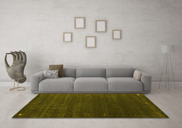 Machine Washable Abstract Yellow Contemporary Rug in a Living Room, wshcon1077yw