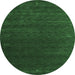 Round Machine Washable Abstract Emerald Green Contemporary Area Rugs, wshcon1077emgrn
