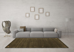Machine Washable Abstract Brown Contemporary Rug in a Living Room,, wshcon1077brn