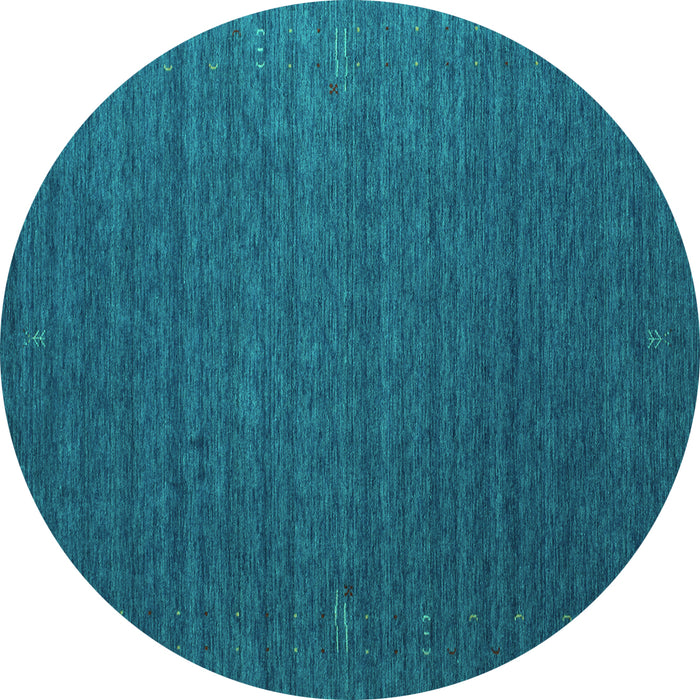 Round Machine Washable Abstract Turquoise Contemporary Area Rugs, wshcon1078turq