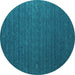 Round Machine Washable Abstract Turquoise Contemporary Area Rugs, wshcon1078turq