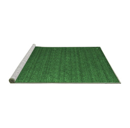 Sideview of Machine Washable Abstract Emerald Green Contemporary Area Rugs, wshcon1078emgrn