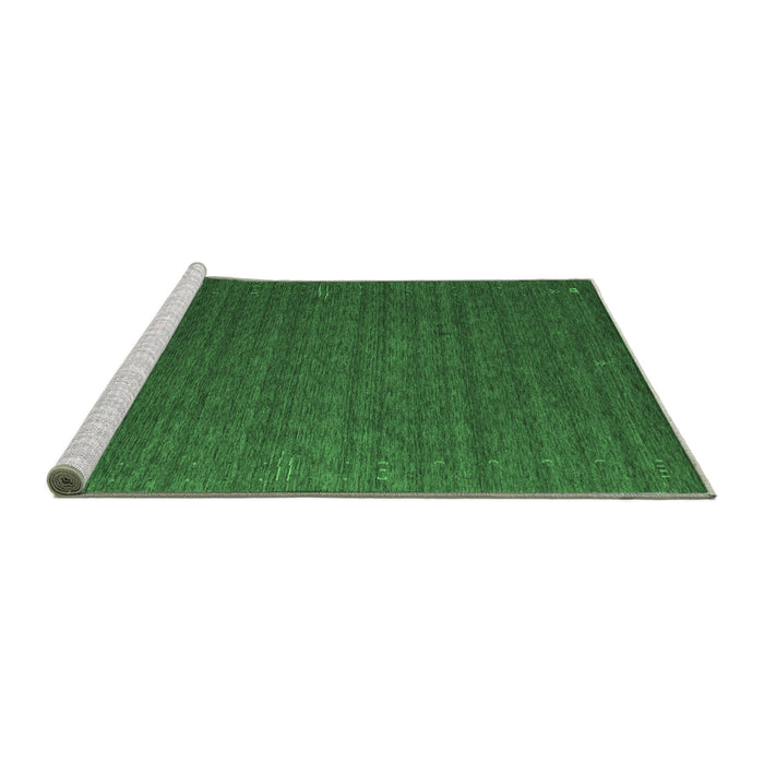 Sideview of Machine Washable Abstract Emerald Green Contemporary Area Rugs, wshcon1078emgrn