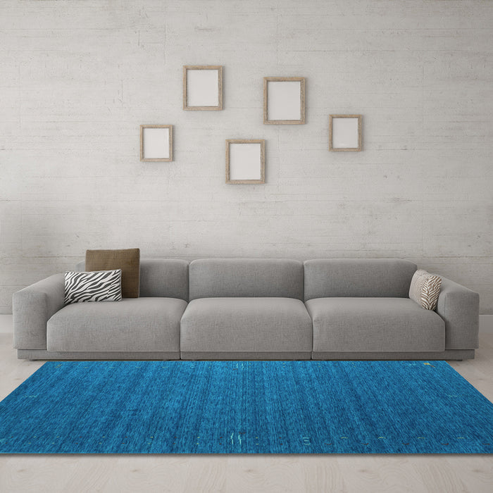 Machine Washable Abstract Light Blue Contemporary Rug in a Living Room, wshcon1078lblu