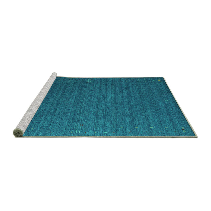 Sideview of Machine Washable Abstract Turquoise Contemporary Area Rugs, wshcon1078turq