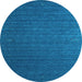 Round Abstract Light Blue Contemporary Rug, con1078lblu