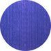 Round Machine Washable Abstract Purple Contemporary Area Rugs, wshcon1078pur