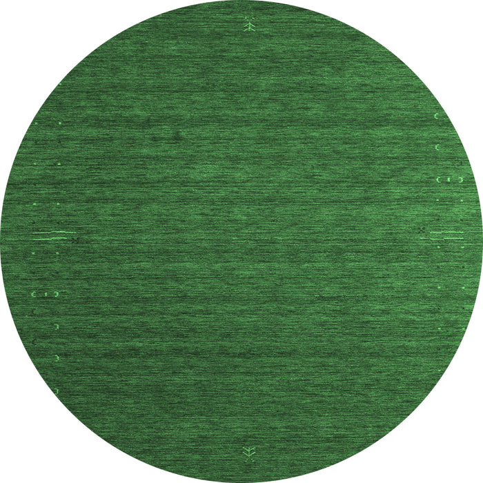 Round Machine Washable Abstract Emerald Green Contemporary Area Rugs, wshcon1078emgrn