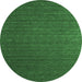 Round Machine Washable Abstract Emerald Green Contemporary Area Rugs, wshcon1078emgrn