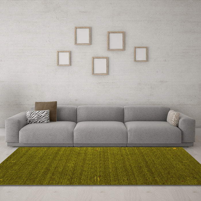 Machine Washable Abstract Yellow Contemporary Rug in a Living Room, wshcon1078yw